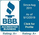 BBB accredited business since Aug 2011 As of 5/12/2019 Click for Profile Rating A+